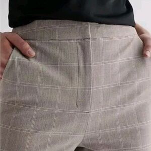 Express Editor Straight Ankle Size 10 Short Plaid Super High Rise Trouser Office